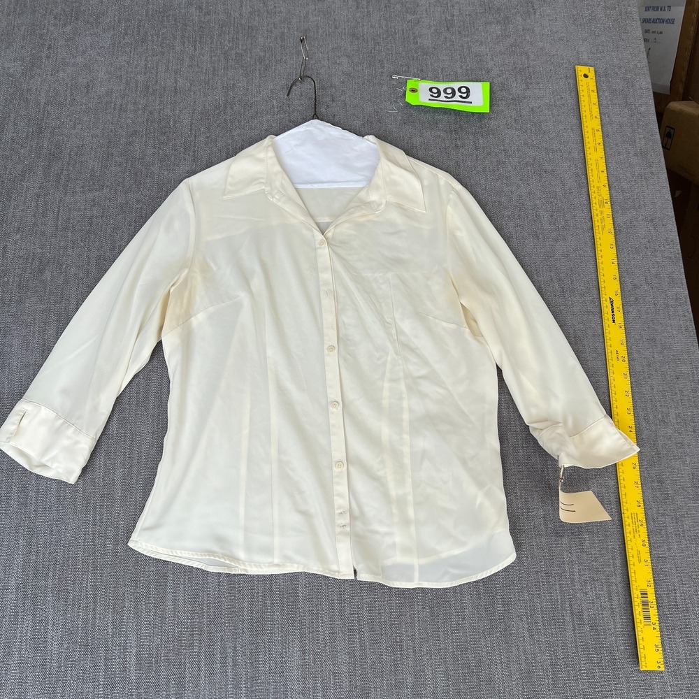 Covington Shirt Top Womens Medium Cream Luxury Designer Long Sleeve Button Up